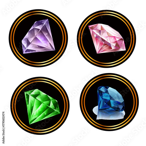 set of colorful diamond