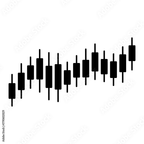 candlestick chart icon Silhouette vector on white background