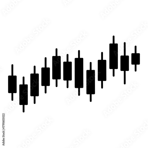 candlestick chart icon Silhouette vector style on white background