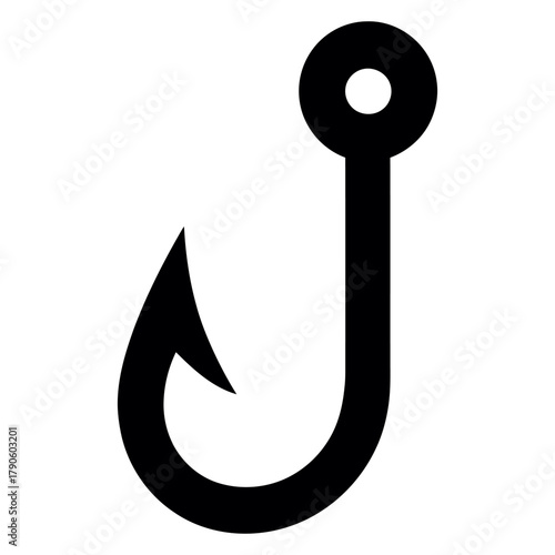 Fishing hook icon Silhouette vector on white background