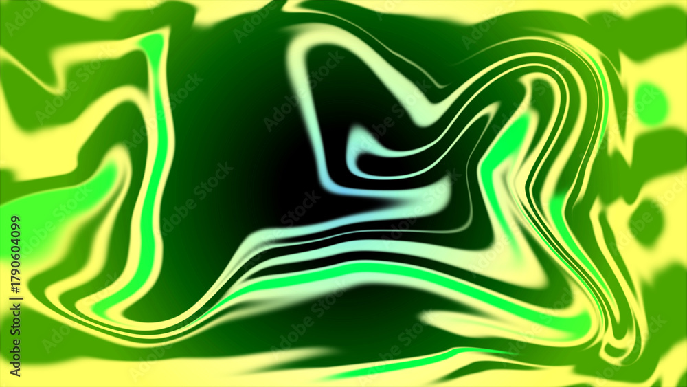 Obraz premium Abstract Swirls of Green and Yellow Liquid Art