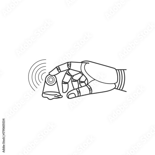 Robotic Hand Finger Pressing a Button with Wireless Signals.