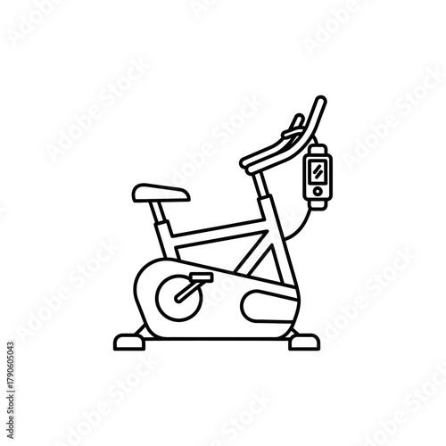 Outlined Stationary Exercise Bike with Digital Display and Adjustable Seat.