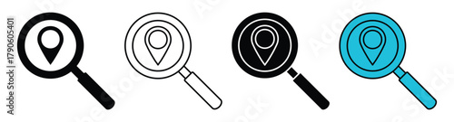 Location Search Icons Set  GPS Navigation and Map Pin Vector Symbols