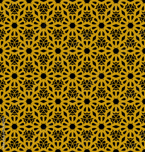 Motif Ornement décoratif abstrait Moucharabieh Réseau de Lignes Or Doré et de style oriental Vecteur