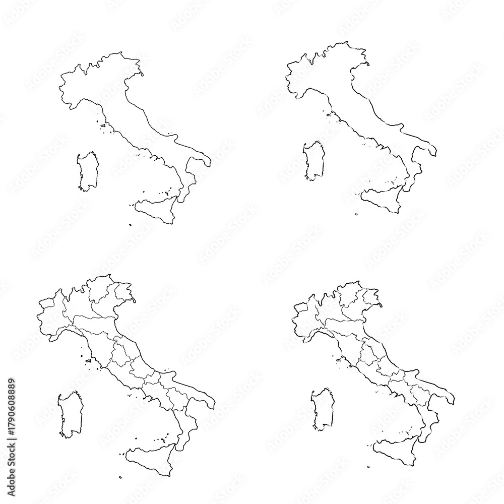 Obraz premium Italy contour map, vector sketch