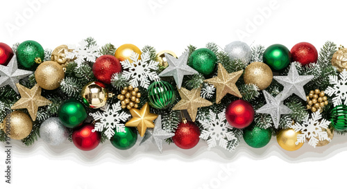 colorful beads isolated on white chistmas decoration