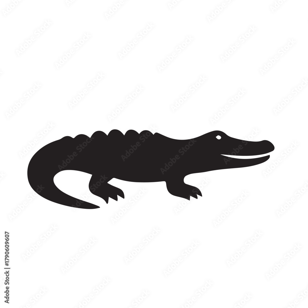 Fototapeta premium Minimalist Black Alligator Silhouette Icon