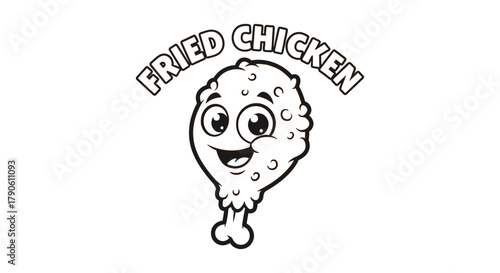 Cartoon fried chicken drumstick vector illustration design