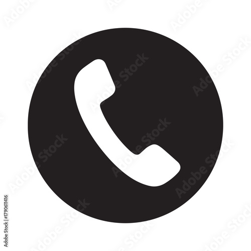 Telephone Handset Call Icon (Black Circle)