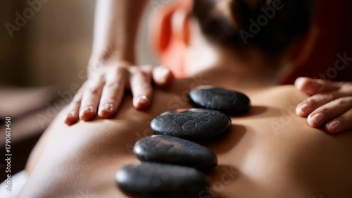 Woman enjoying a hot stone massage for relaxation and wellness