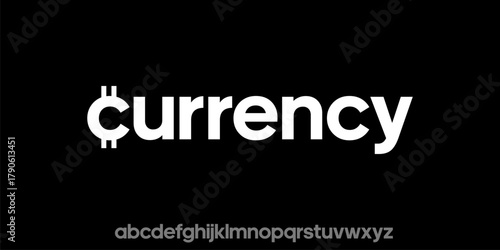 Creative Bitcoin Currency Logotype with Custom Alphabet Font.