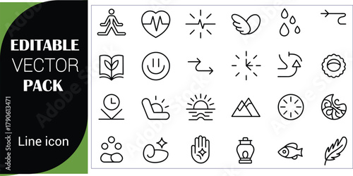 Assortment of Simple Line Icons for Vector Pack line art