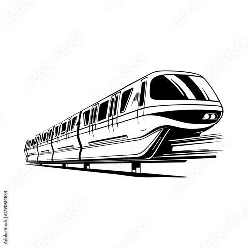 Futuristic monorail train representing modern public transport, innovation, and sustainable urban infrastructure.