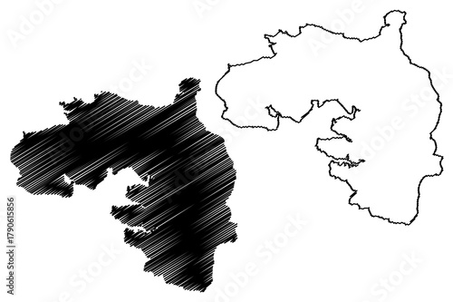 Bintan island (Republic of Indonesia, South East Asia, Riau Archipelago) map vector illustration, scribble sketch Bintan map