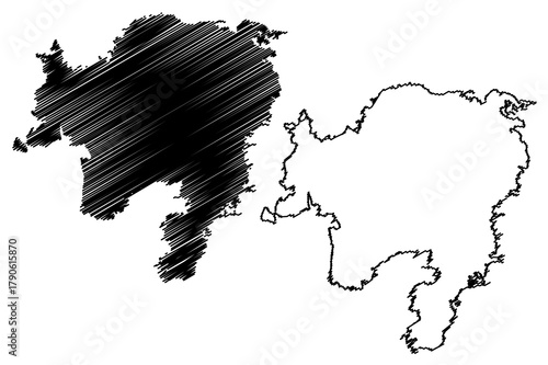 Bjorko island (Republic of Finland) map vector illustration, scribble sketch Björkö map