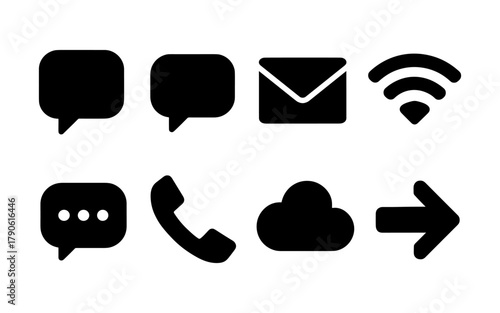Essential communication icons: flat design for modern digital platforms