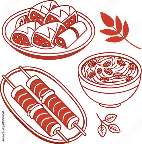 silhouette of traditional armenian christmas dishes depicted as an icon