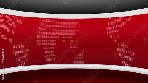 3d virtual news studio background. TV news broadcast studio room. virtual news studio animation concept

