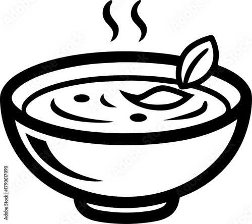 Colorful hand drawn illustration of a thai tom yum soup bowl