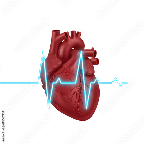 Heart Organ with Glowing ECG