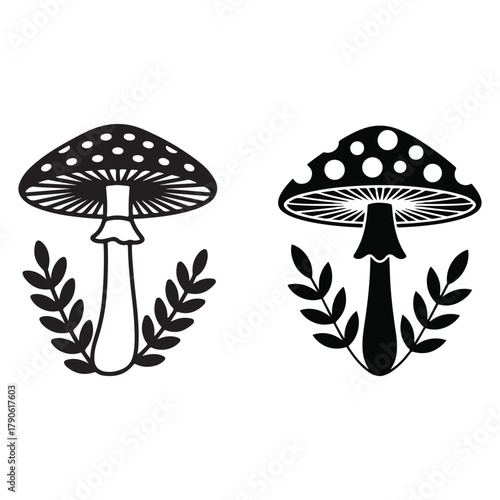 Mushroom With Laurel Wreath Icons fungus toadstool