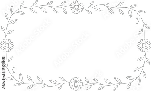 Floral Border with Daisies and Leaves frame decorative