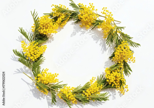 A professional-quality image of mimosa floating against a white background