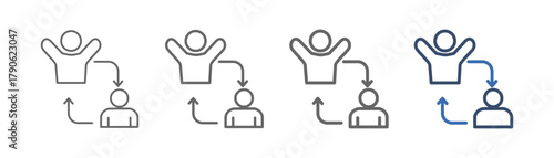 
outline icon sheet mentor with two people design and left and right arrows