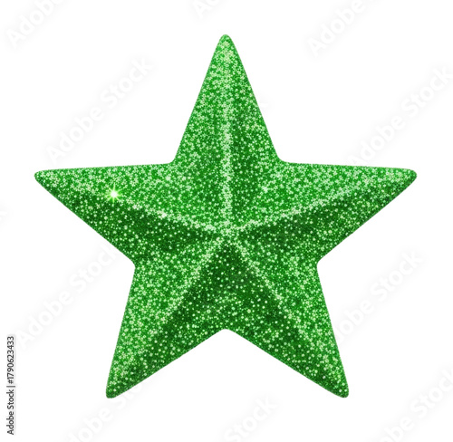 Green glitter star transparent background cutout png