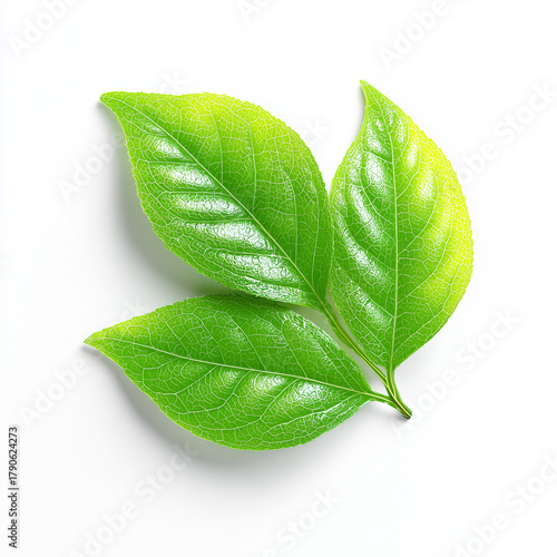 Vibrant Foliage: A cluster of fresh, verdant leaves unfurls, displaying intricate vein structures and vibrant color gradients