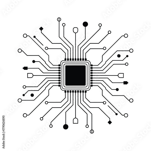 Abstract illustration of a central processing unit microchip