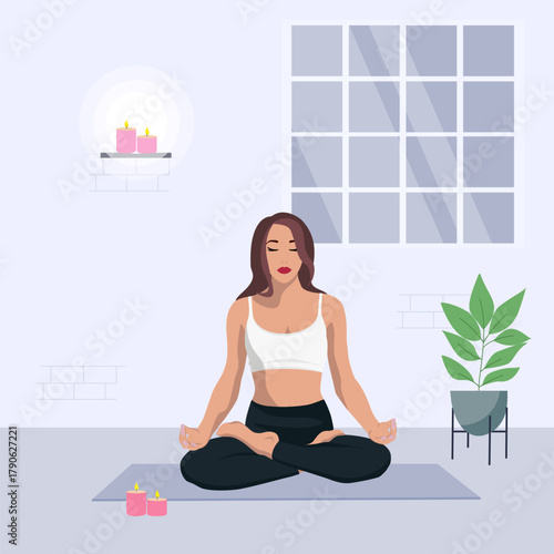 woman meditating in lotus position