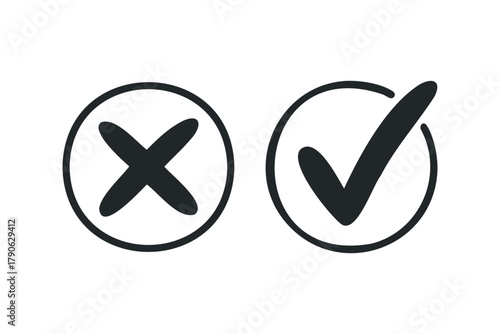 Checkmark and Cross Symbols in Circles