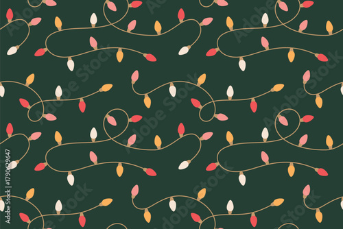 seamless pattern with colorful christmas lights; perfect for wrapping paper, greeting cards, gift tags and textiles - vector illustration