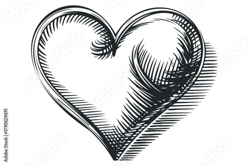 Hand Drawn Heart Shape with Cross Hatching Shading