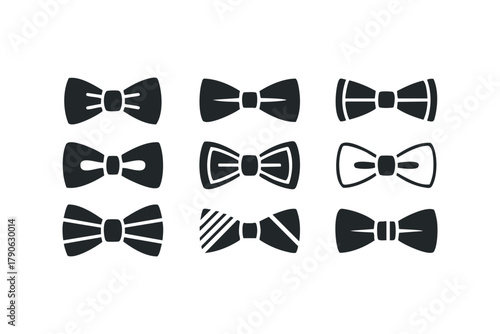 Collection of Nine Diverse Bow Tie Icons