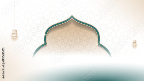 Luxury islamic background with lantern and mosque design for islamic event campaign