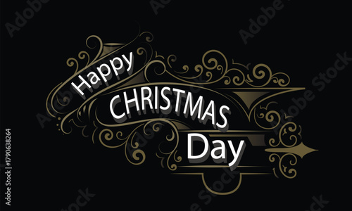 HAPPY CHRISTMAS DAY lettering custom style design