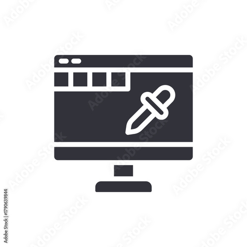 Computer Screen With Color Picker Tool Isolated Graphic