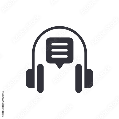 Podcast Symbol Speech Bubble with Headphones Minimal Design