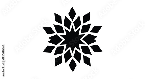 Abstract black geometric design resembling a fractured starburst or snowflake