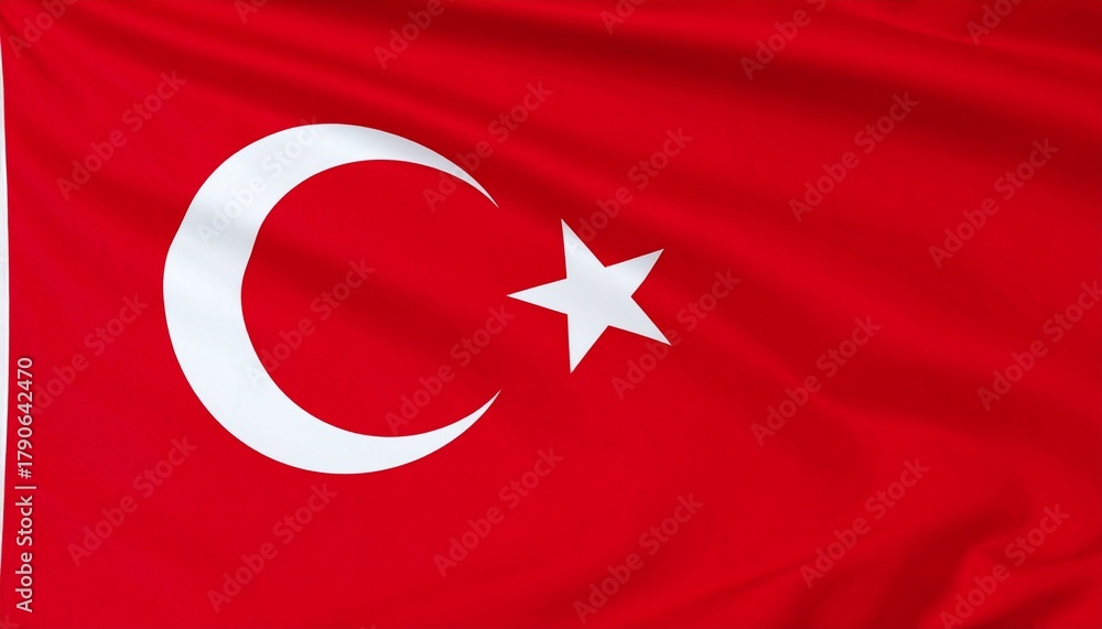 Obraz premium Turkey national flag with red field, white crescent and star — symbol of martyrdom, Islamic heritage, and national pride.