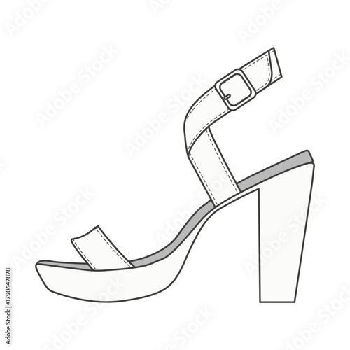 Elegant High Heel Shoe Line Art Illustration.
