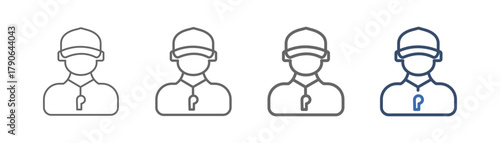 
outline icon sheet with coach and whistle design