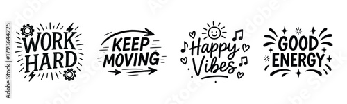 Inspirational motivational typography designs with positive messages