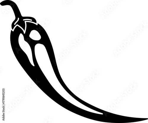 Solid line icon of a chili pepper, ideal for spicy food menus and seasoning design.