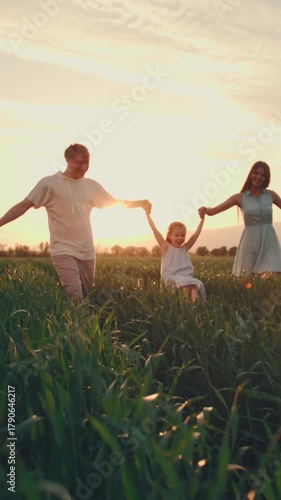 happy family running together at golden hour joyful parenting childhood connection