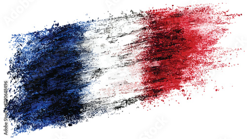 Creative Grunge Brush Flag of France on White Background for Design Projects