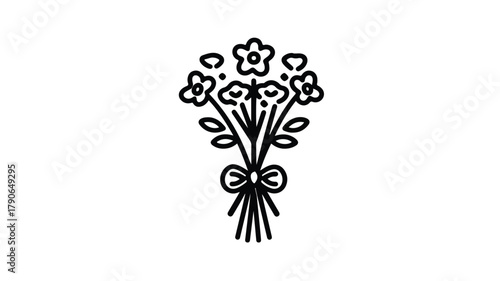 Elegant Bouquet of Aromatic Flowers Solid Icon on 8 March Concept Vector